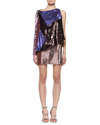 Tom Ford Sequined Colorblock One Sleeve Dress