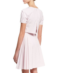Carolina Herrera Short Sleeve Trompe Loeil Dress Lilac