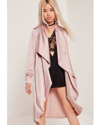 Missguided Satin Waterfall Duster Jacket Lilac