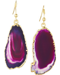 Nakamol 14k Gold Plated Organic Agate Drop Earrings Purple