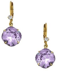 Liz Palacios Gold Jonquil And Violet Crystal Drop Earrings