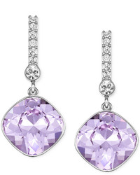 Swarovski Rhodium Plated Violet Crystal Drop Earrings