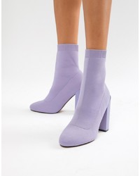 ASOS DESIGN Enchanted Knitted Sock Boots In Lilac