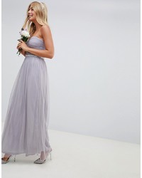 ASOS DESIGN Bridesmaid Bandeau Mesh Embellished Waist Maxi Dress