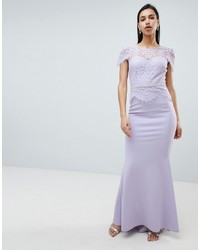 City Goddess Lace Fishtail Maxi Dress