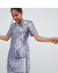 Asos Tall Asos Design Tall Mini Shift Dress In Heavily Embellished Fringed Sequin