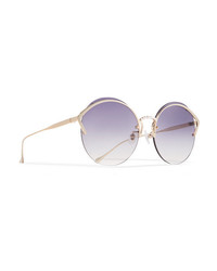 For Art's Sake Margarita Round Frame Faux Pearl Embellished Gold Tone Sunglasses