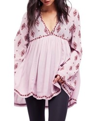 Free People Embroidered Bell Sleeve Top