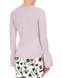 Altuzarra Bovary Embroidered Wool Bell Sleeve Sweater Lilac