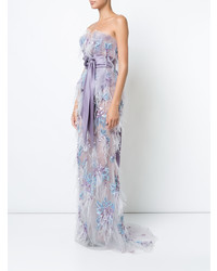 Marchesa Feather And Sequin Embroidered Gown