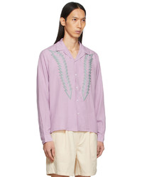 DOUBLE RAINBOUU Purple Feather Shirt