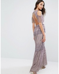 Needle & Thread Daisy Embroidery Maxi Dress With Cold Shoulder