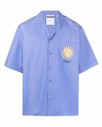Light Violet Embroidered Short Sleeve Shirt