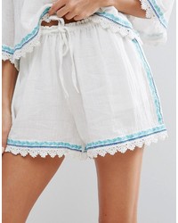 Liquorish Cheesecloth Embroidered Beachwear Shorts Part Of Co Ord