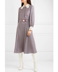 Fendi Printed Guipure Med Silk Midi Dress