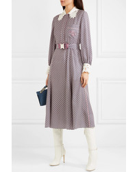 Fendi Printed Guipure Med Silk Midi Dress