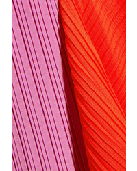 SOLACE London Alette Strapless Color Block Pliss Chiffon Gown Lilac