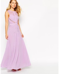 Jarlo Delilah Maxi Dress With Ruched Bodice And Lace Inserts