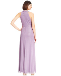 Jessica Howard Metallic Embellished Halter Gown