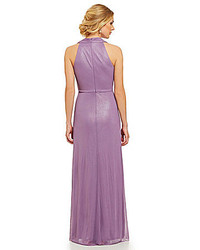 Jessica Howard Ruched Halter Gown
