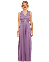 Jessica Howard Ruched Halter Gown