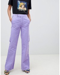 ASOS DESIGN Retro Full Length Flare Jeans In Lilac Cord