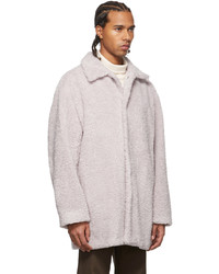 AMOMENTO Purple Sherpa Fleece Oversized Half Coat