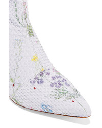 Altuzarra Elliot Floral Print Matelass Ankle Boots Lilac