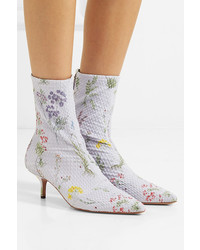 Altuzarra Elliot Floral Print Matelass Ankle Boots Lilac
