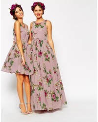 Asos Petite Wedding Super Full Maxi Dress In Floral Print