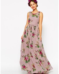 Asos Wedding Lilac Floral Super Full Maxi Dress