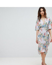 Asos Tall Asos Design Tall Floral Print Kimono Sleeve Wrap Midi Dress