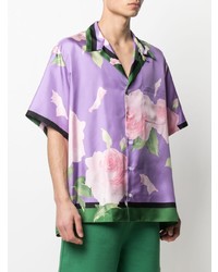 Valentino Rose Print Silk Shirt