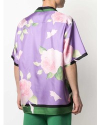 Valentino Rose Print Silk Shirt