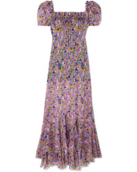 Raquel Diniz Alice Floral Print Silk Chiffon Maxi Dress