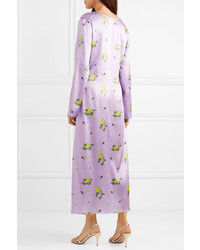BERNADETTE Sarah Floral Print Stretch Silk Satin Dress