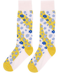 Marni Pink Yellow Stripy Flowers Socks