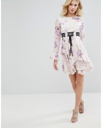 Missguided Corset Detail Floral Swing Dress