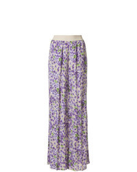 Light Violet Floral Wide Leg Pants