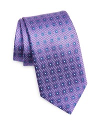 David Donahue Geometric Medallion Silk Tie In Purple At Nordstrom