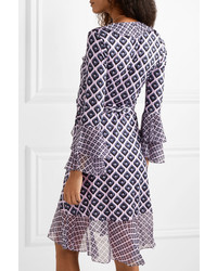 Diane von Furstenberg Ruffled Printed Silk Crepe And Chiffon Wrap Dress