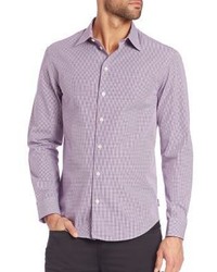 Armani Collezioni Checker Cotton Button Down Shirt