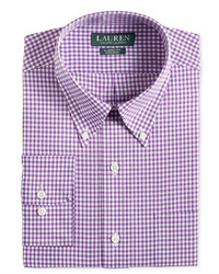 Lauren Ralph Lauren Classic Fit Non Iron Purple Gingham Dress Shirt