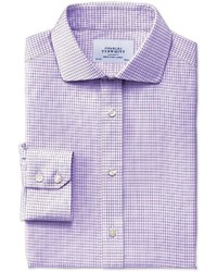 Charles Tyrwhitt Slim Fit Spread Collar Non Iron Dobby Check Lilac Shirt
