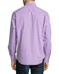 Zachary Prell Gingham Check Long Sleeve Sport Shirt Purplewhite