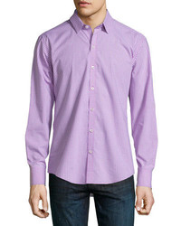 Zachary Prell Gingham Check Long Sleeve Sport Shirt Purplewhite