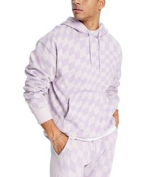 Topman Checkerboard Cotton Blend Hoodie In Lilac At Nordstrom