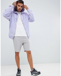 ASOS DESIGN Oversized Zip Up Hoodie With Acid Wash In Purple