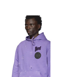 Vyner Articles Purple Distressed Patch Hoodie
