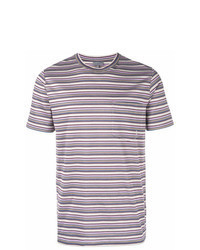Light Violet Horizontal Striped Crew-neck T-shirt